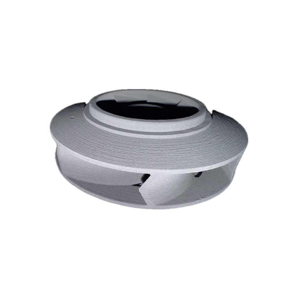 Impeller en Inconel 718 conçu par fabrication additive grâce au procédé Binder Jetting développé par Addimetal